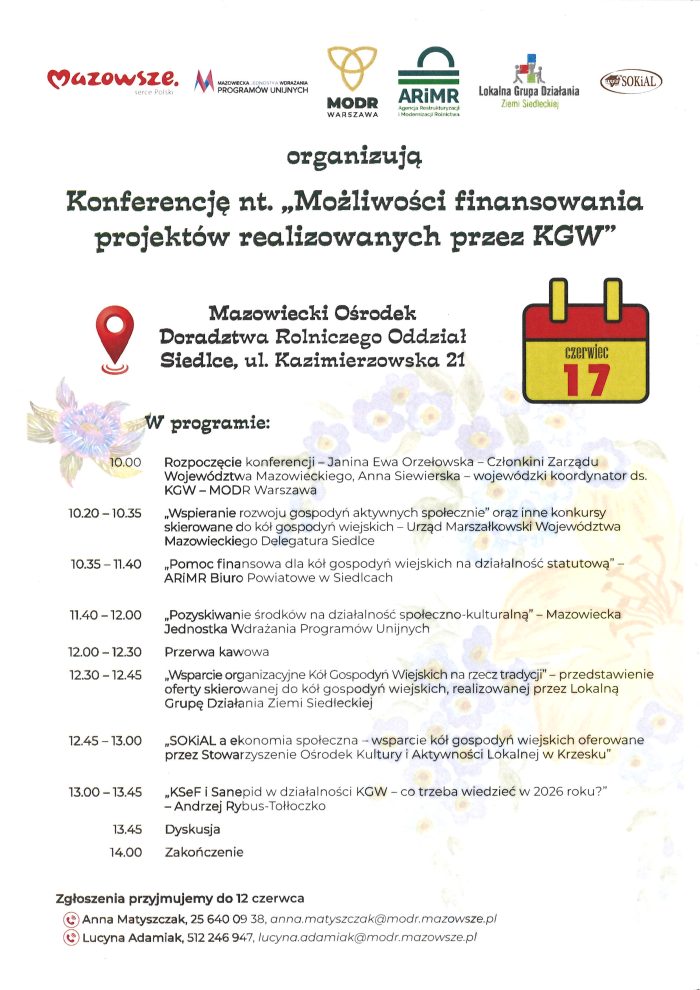 Miniaturka artykułu Konferencja dla KGW nt. „Możliwości finansowania projektów realizowanych przez KGW”.