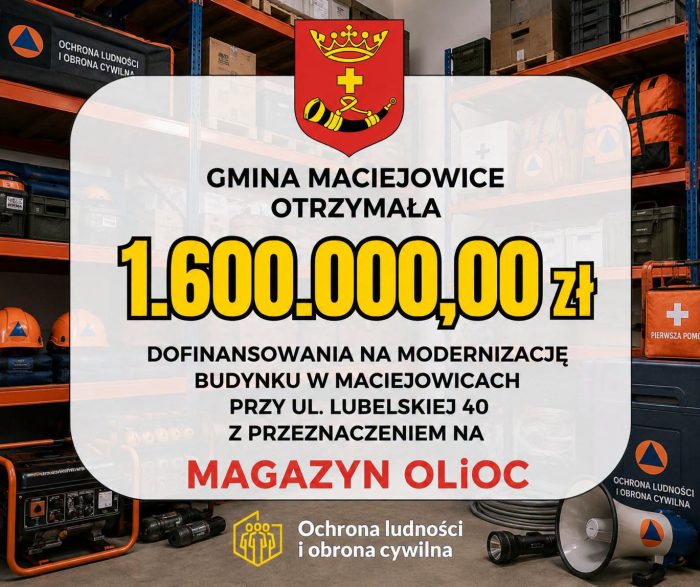 Miniaturka artykułu 1.600.000,00 zł dofinansowania dla Gminy Maciejowice z Programu Ochrony Ludności i Obrony Cywilnej!